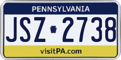 PA license plate JSZ2738