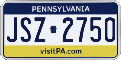 PA license plate JSZ2750