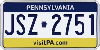PA license plate JSZ2751