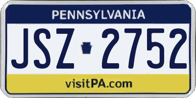 PA license plate JSZ2752