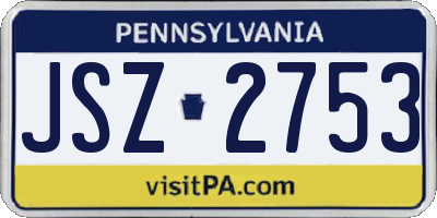 PA license plate JSZ2753