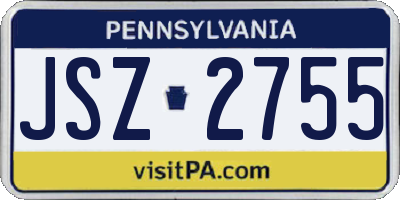 PA license plate JSZ2755