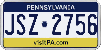 PA license plate JSZ2756