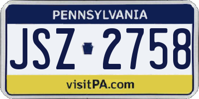 PA license plate JSZ2758