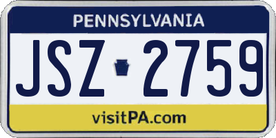PA license plate JSZ2759