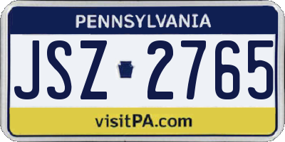 PA license plate JSZ2765