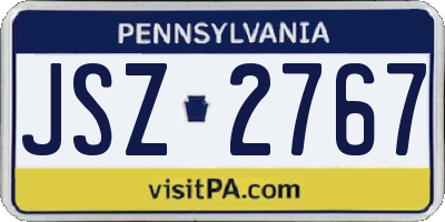 PA license plate JSZ2767