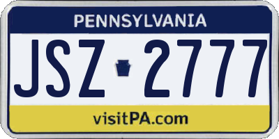 PA license plate JSZ2777