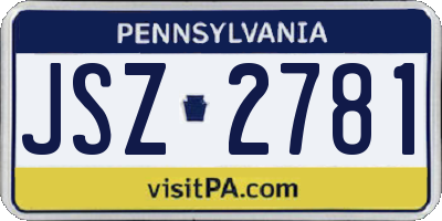 PA license plate JSZ2781