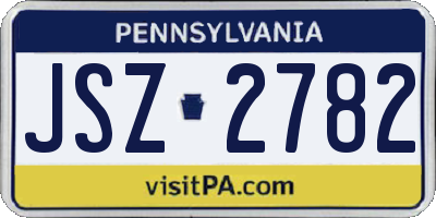 PA license plate JSZ2782