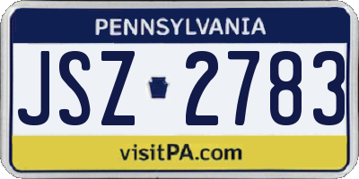 PA license plate JSZ2783