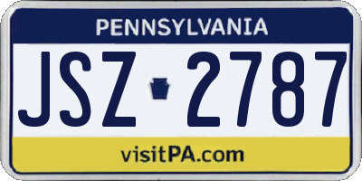 PA license plate JSZ2787