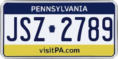 PA license plate JSZ2789