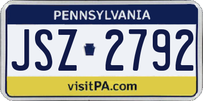 PA license plate JSZ2792