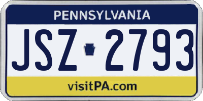 PA license plate JSZ2793