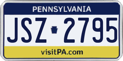 PA license plate JSZ2795