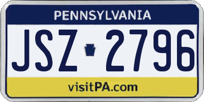 PA license plate JSZ2796