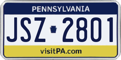 PA license plate JSZ2801