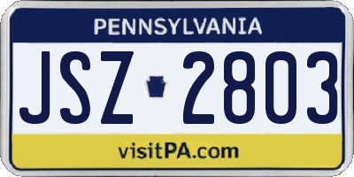 PA license plate JSZ2803