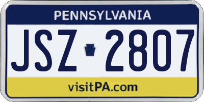 PA license plate JSZ2807