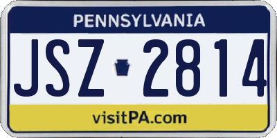 PA license plate JSZ2814
