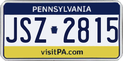 PA license plate JSZ2815