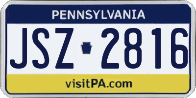 PA license plate JSZ2816