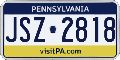 PA license plate JSZ2818