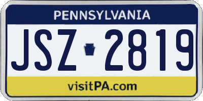PA license plate JSZ2819