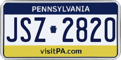PA license plate JSZ2820