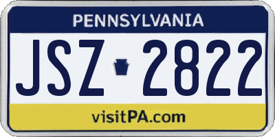 PA license plate JSZ2822
