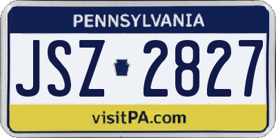 PA license plate JSZ2827