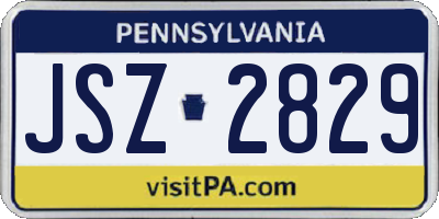 PA license plate JSZ2829