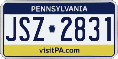 PA license plate JSZ2831