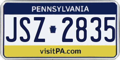 PA license plate JSZ2835