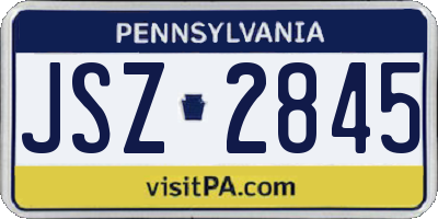 PA license plate JSZ2845