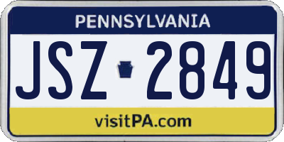 PA license plate JSZ2849