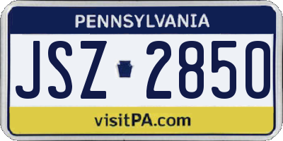 PA license plate JSZ2850