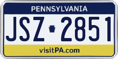 PA license plate JSZ2851