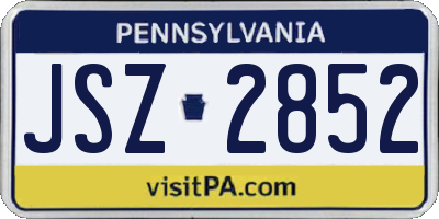 PA license plate JSZ2852