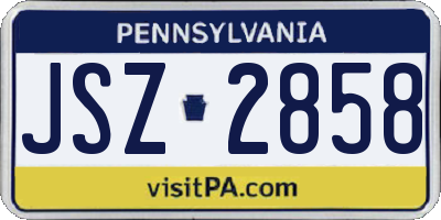 PA license plate JSZ2858
