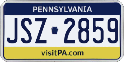 PA license plate JSZ2859