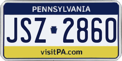 PA license plate JSZ2860