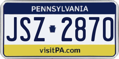 PA license plate JSZ2870