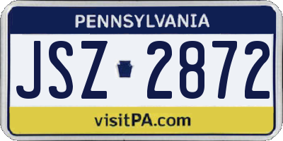 PA license plate JSZ2872