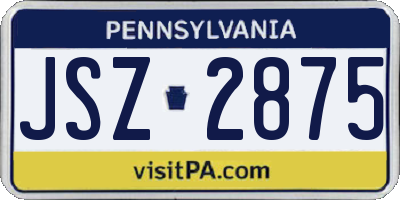 PA license plate JSZ2875