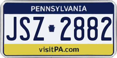 PA license plate JSZ2882