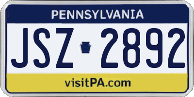 PA license plate JSZ2892