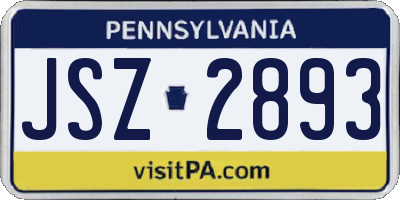 PA license plate JSZ2893