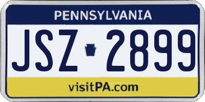 PA license plate JSZ2899